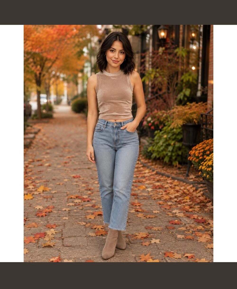NWT- SKIMS Velour Crew Neck Tank Top in Honey- Large